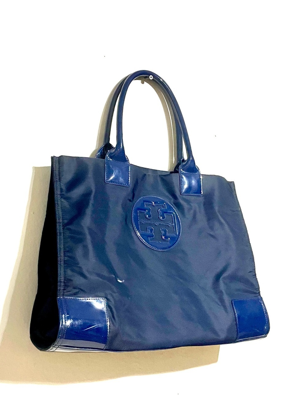 TORY BURCH Ella Classic Navy Blue Nylon Small Shoulder Tote Bag - Picture 3 of 9